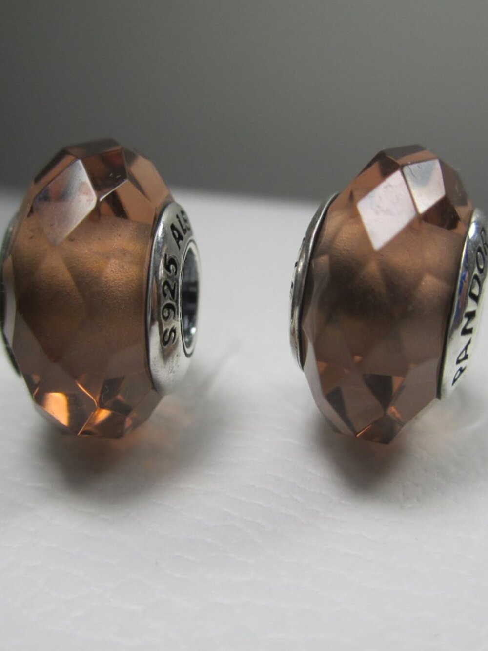 Set of 2 Pandora Murano Glass Charms Fascinating Brown Faceted Halloween Sale